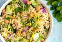 Zesty Vegan Chickpea Orzo Medley