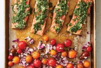 Sheet Pan Roasted Salmon with Tomatoes and Red Onion