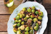 Golden Brussels Sprouts with Crispy Pancetta and Toasted Walnuts