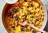Golden Turmeric Orecchiette with Hearty Chickpeas and Greens