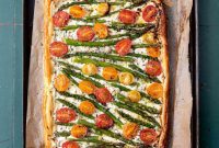 Creamy Herbed Ricotta Tart with Asparagus and Burst Cherry Tomatoes