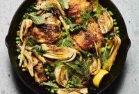 Perfectly Seared Chicken Thighs with Fennel and Peas