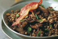 Rustic Bacon Mushroom and Lentil Medley