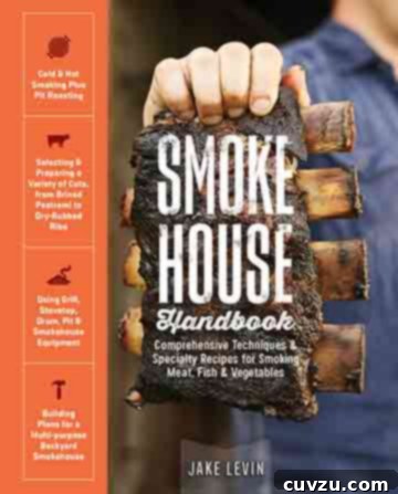 Smokehouse Handbook Cookbook cover, featuring a tantalizing image of smoked meat.