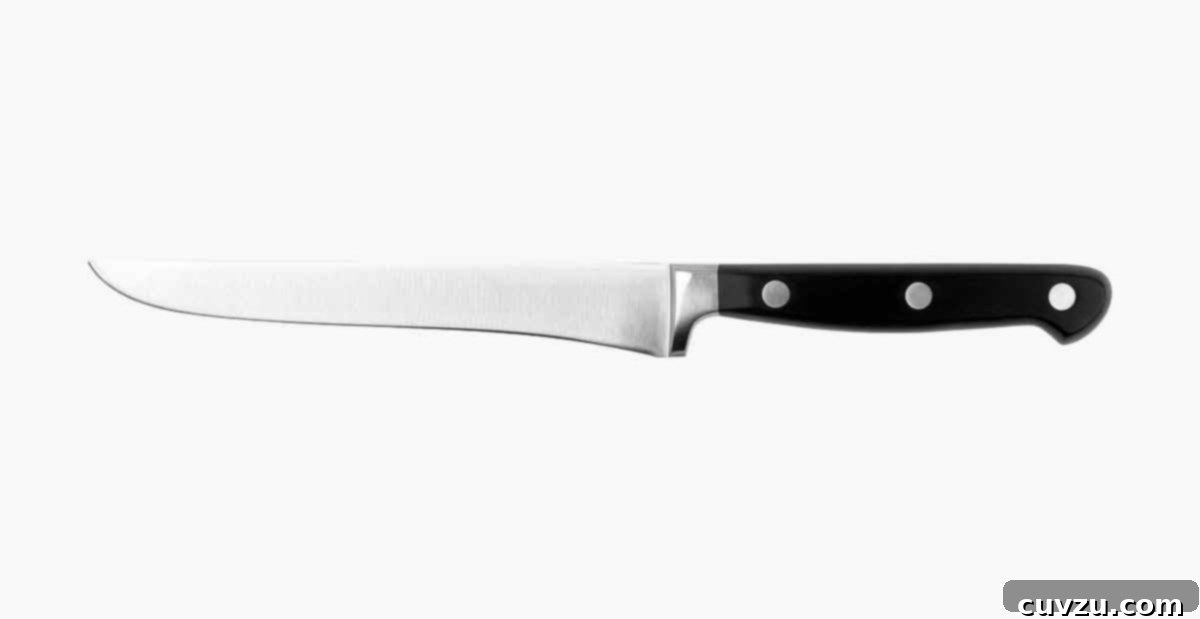 The Art of Frenching a Rib Roast to Perfection 3 A boning knife, essential for French trimming roasts.