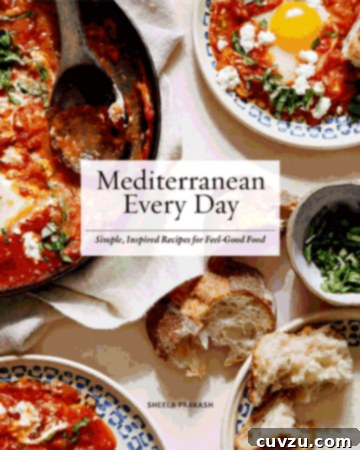 Mediterranean Every Day Cookbook. A vibrant cookbook cover featuring various Mediterranean dishes.