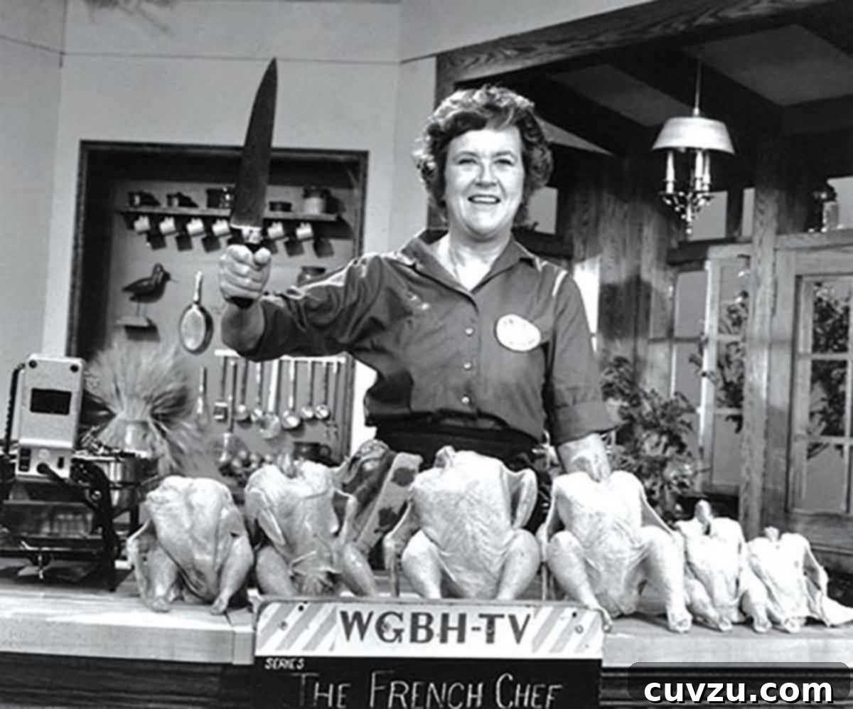 Julia Child Cooks Up a Series for HBO Max 2 A photo of Julia Child and several butchered chickens, basis for the HBO Max series "Julia."