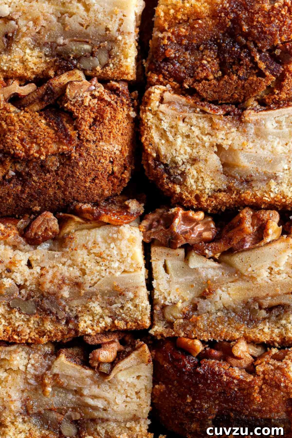 Passover Apple Torte 3 Several squares of Passover apple cake arranged invitingly on a platter.