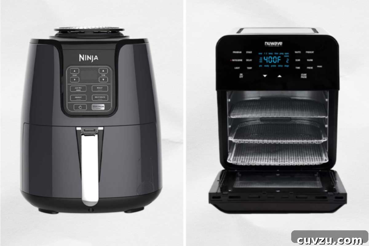 My First Air Fryer Test: The Unexpected Results 3 Side-by-side images of two distinct air fryer designs: a compact basket-style and a versatile multi-function oven-style.