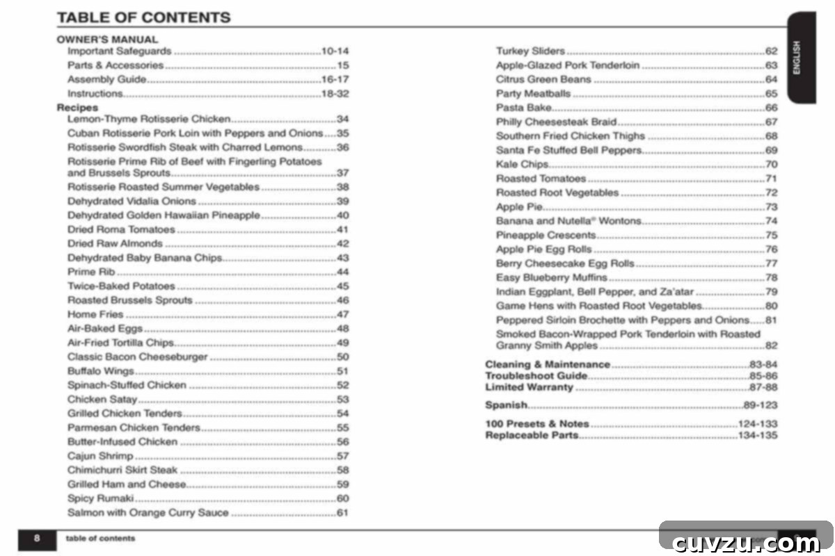 My First Air Fryer Test: The Unexpected Results 6 A table of contents from an air fryer manual, highlighting various sections and instructions.