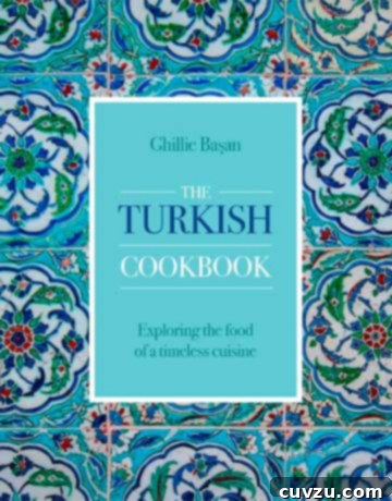 The Turkish Cookbook by Ghillie Basan, a comprehensive guide to Turkish cuisine.