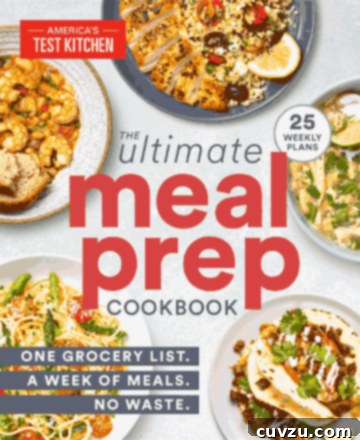 The Ultimate Meal Prep Cookbook cover, featuring an array of colorful, healthy ingredients.