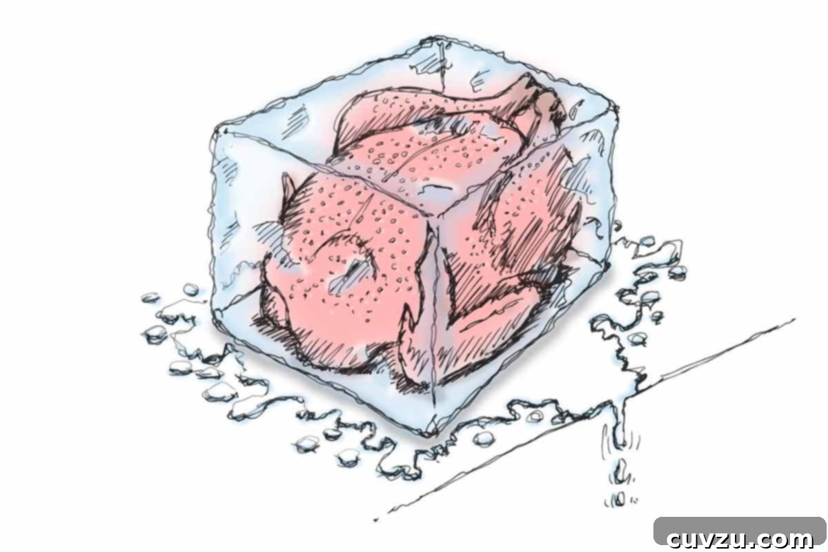 An illustration of a turkey encased in ice.