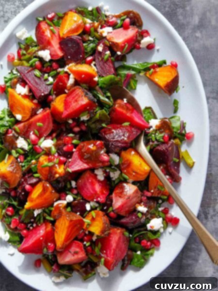 Pomegranate Roasted Beets with Goat Cheese, a vibrant and healthy side dish.