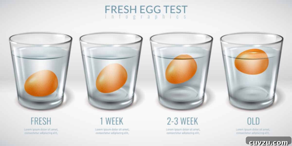 Your Ultimate Guide to Eggs 6 Four glasses of water with eggs of different ages inside each