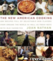 The New American Cooking cookbook cover, featuring colorful ingredients.