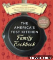 The America's Test Kitchen Family Cookbook cover, a reliable source of culinary wisdom.