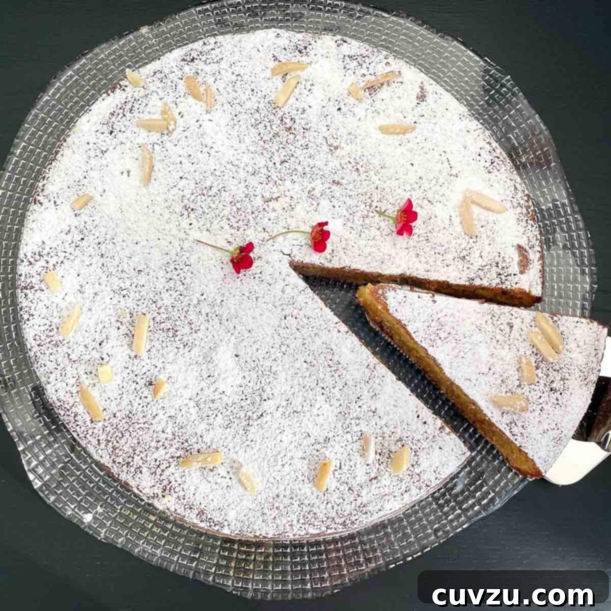 Golden Portuguese Almond Torte 5 Portuguese Almond Torte baked by Ilda, showcasing its rich texture and golden crust.