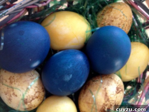Colorful Easter Creations 6 Naturally dyed Easter eggs, photographed by recipe tester Adrienne Lee.