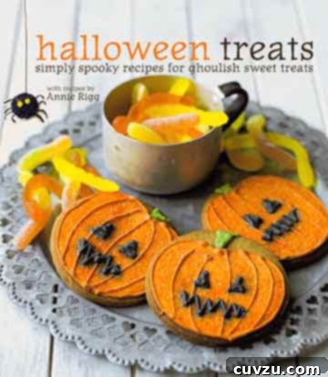 Halloween Treats Cookbook cover showing festive Halloween treats.