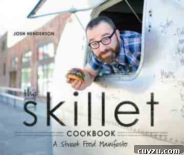 The Skillet Cookbook cover, featuring an inviting image of food.
