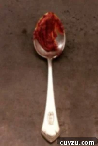 Silver spoon with a mound of Portuguese red pepper paste