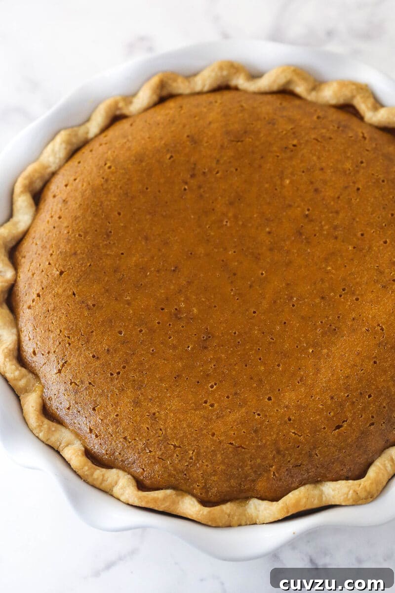 Caramelized Pecan Pumpkin Pie 9 A perfectly baked pumpkin pie, with a slight jiggle in the center and edges set.