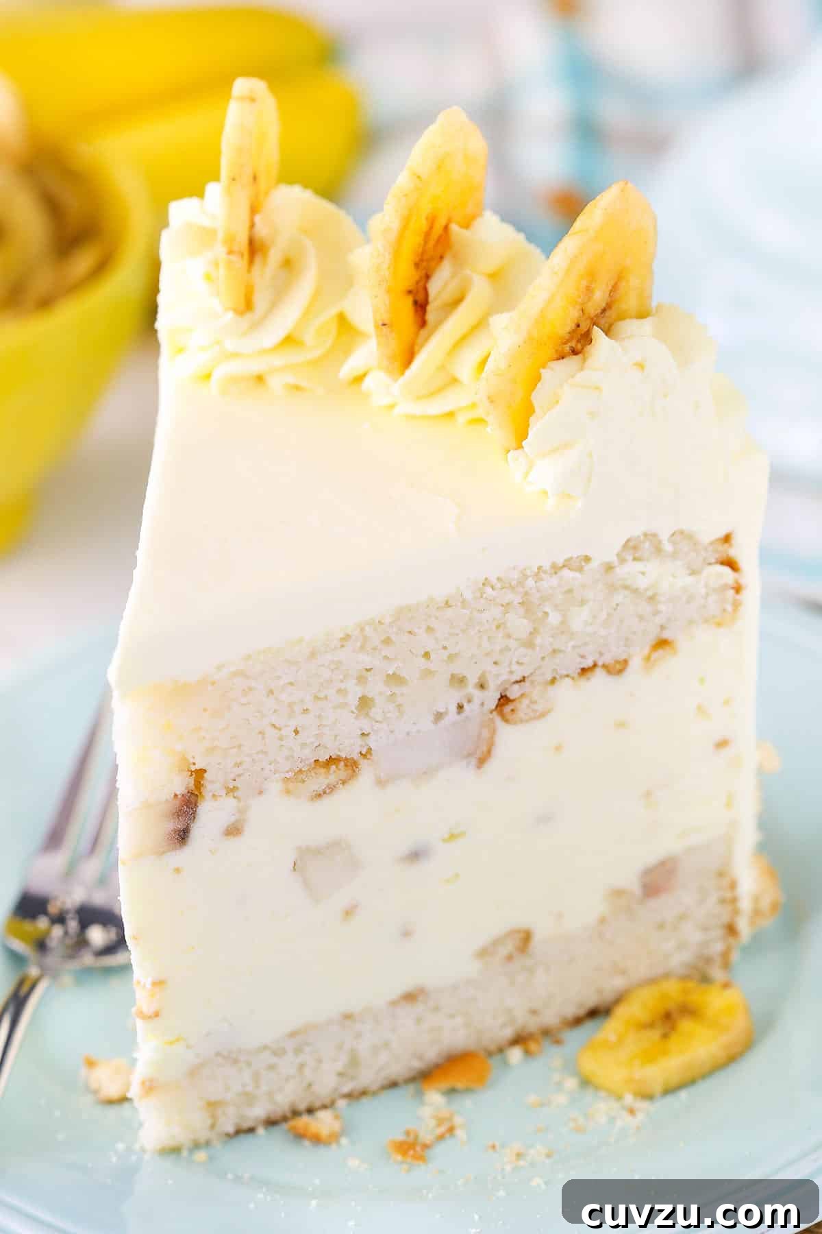 Banana Pudding Ice Cream Dream 6 Slice of banana pudding ice cream cake.