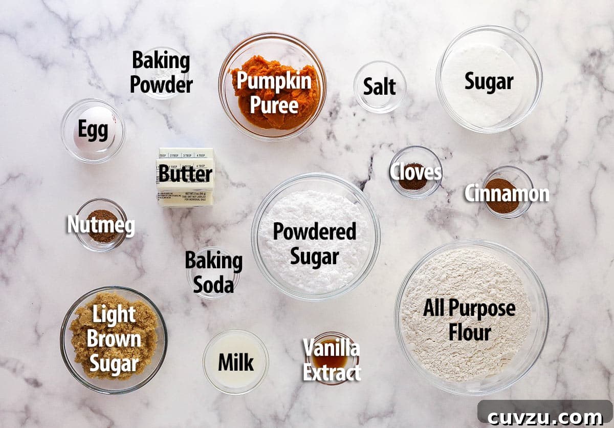 Pillowy Pumpkin Delights 3 Ingredients for pumpkin cookies laid out on a kitchen counter, ready for baking.
