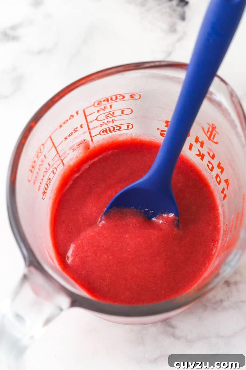Measuring strawberry puree
